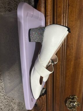 SJP White Mary Janes with Silver Heel